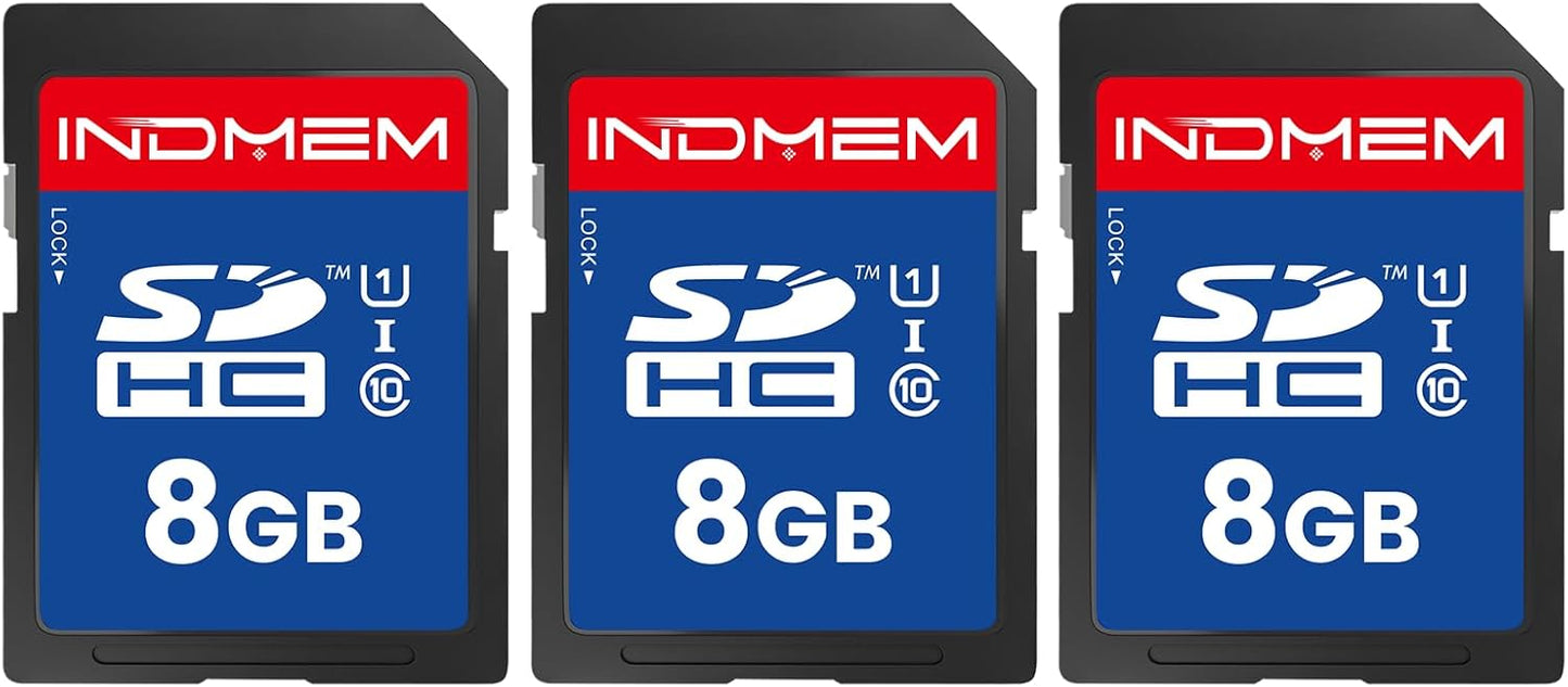 elecacc 8GB (3 Pack), C10 U1 10 4K SD Card SDHC UHS-I Memory Cards Class High-Speed Full HD Video Compatible