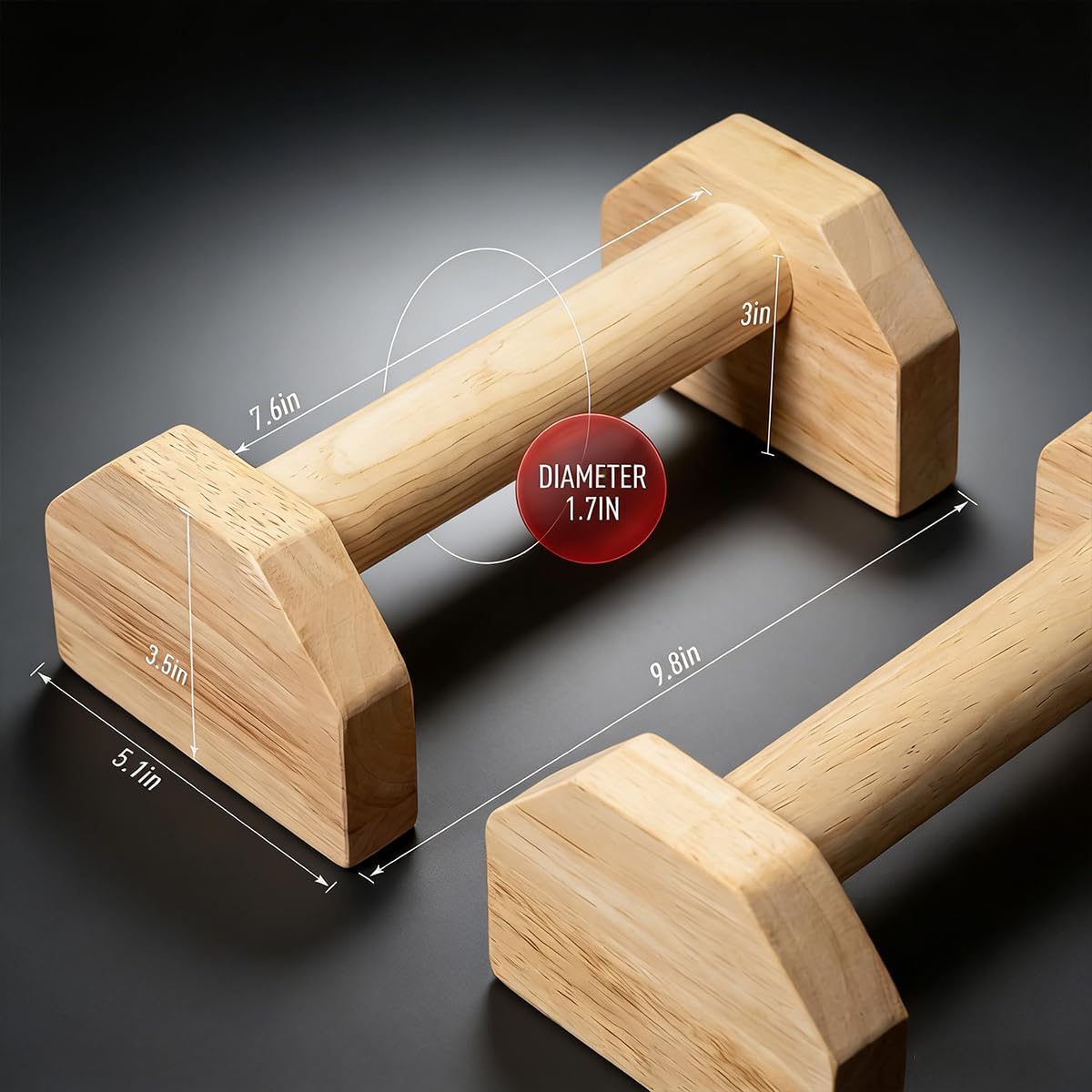 Trlakepreble Wooden Parallettes Push Up Bars, Anti-Slip Push-Up Handles, Mini Handle Pumps, Dip Station Dip Bar, Handstand Bars for Calisthenics and Fitness（log）