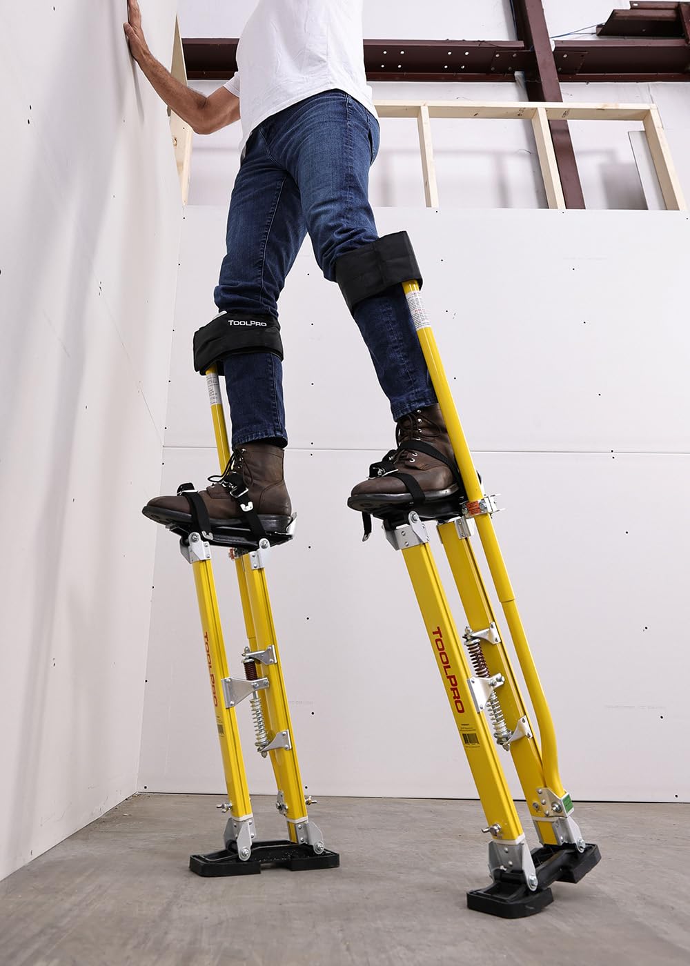 ToolPro Professional Grade Adjustable Drywall Stilts - for Drywall Installation, Painting, and More. Soft Strap Bands to Reduce Soreness and Smoother use (24-40 in., Magnesium)