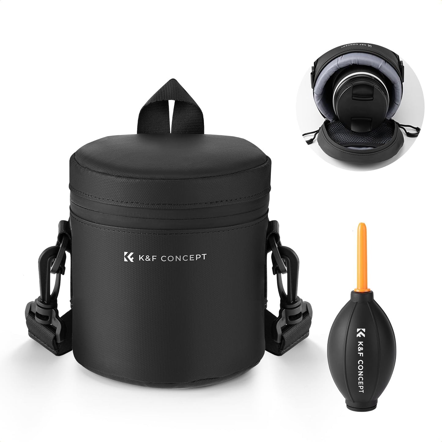 2.9" x4.5" K&F CONCEPT Camera Lens Pouch Case, Waterproof Zipper Lens Protective Bag, Shockproof All-round Camera Lens