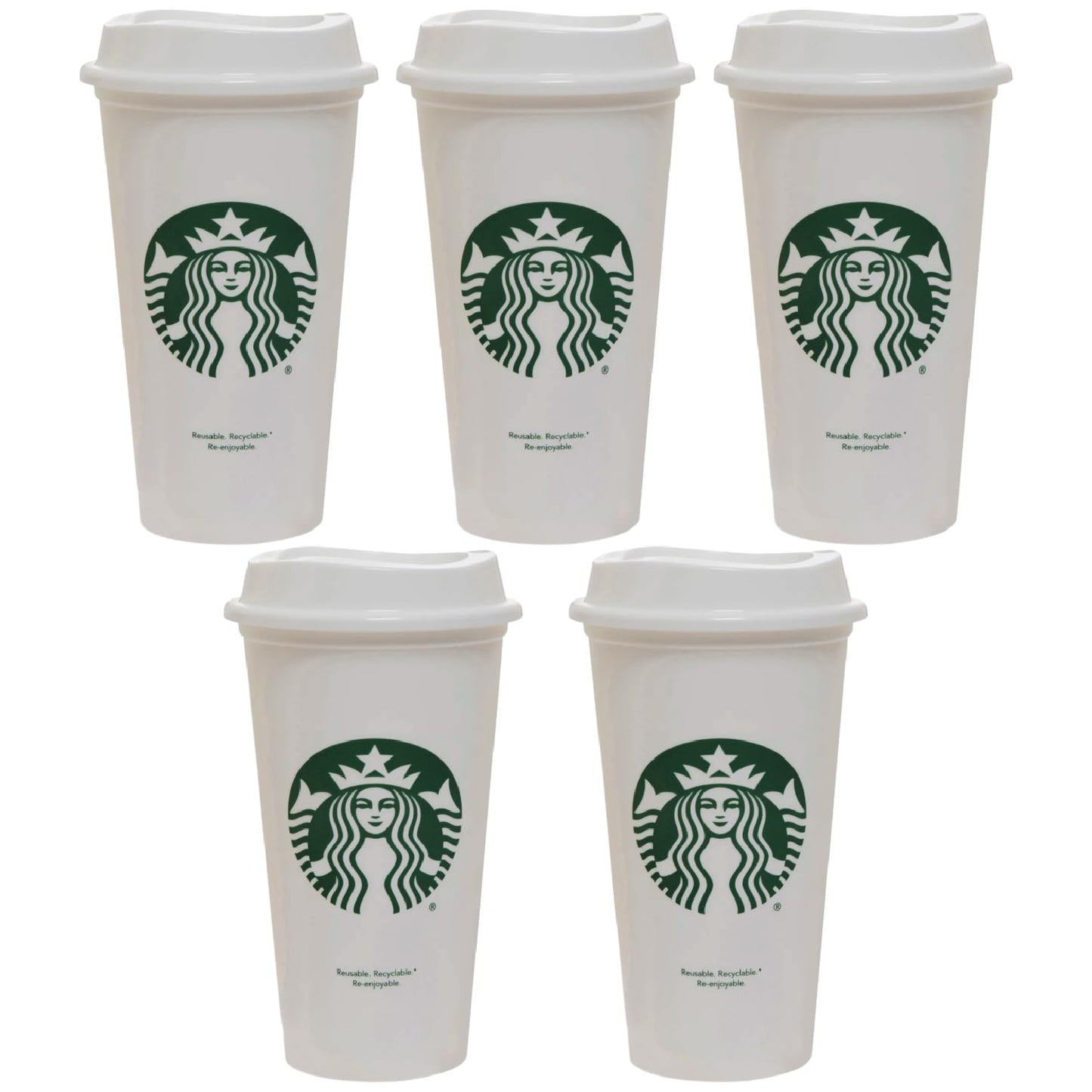 Starbucks Set of 5 16oz Reusable Hot Cups with Lid