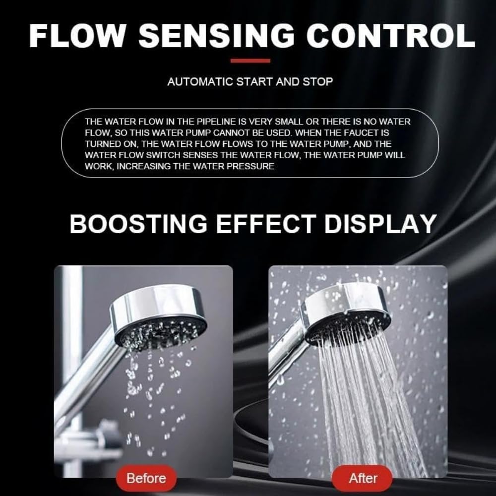 TNEHOD 120W Automatic Water Pressure Booster Pump 110V 60Hz, Home Inline Shower Booster Pump with Water Flow Switch for Household Kitchen Bathroom Water Heater Irrigation