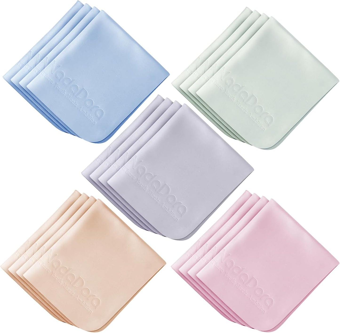 Nadadora Cloths,20 Pack,Extra Washable,6"X7" Individually Wrapped Premium Microfiber Glasses Cleaning Thick,Soft