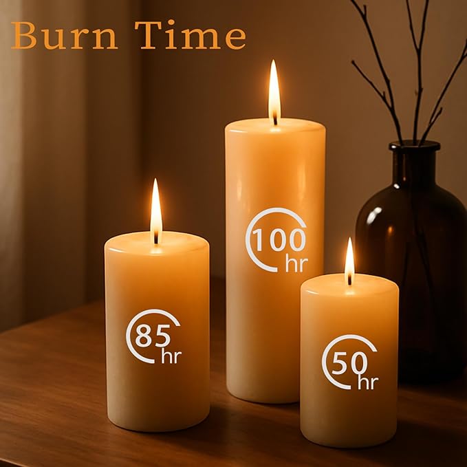 White Pillar Candles Set, 12 Packs, 2.8 in x 4, 6, 8 Inch Assorted Size Unscented Pillar Candles Bulk for Home Decor, Long Burning Candle for Emergency, Holiday Dinner, Dripless & Smokeless