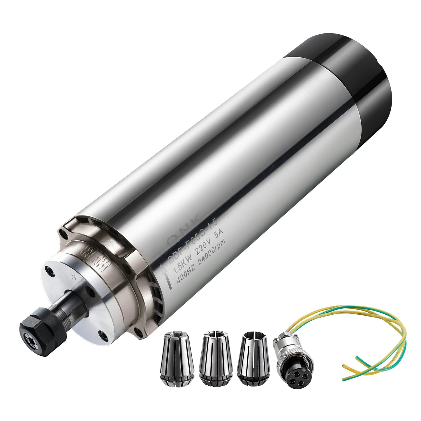 QNK CNC Spindle Motor Kits,220V 1.5KW CNC Spindle Air Cooled Spindle Motor+220V 1.5KW VFD Single to 3 Phase Inverter Variable Frequency Drive+ ER11 Collet Set