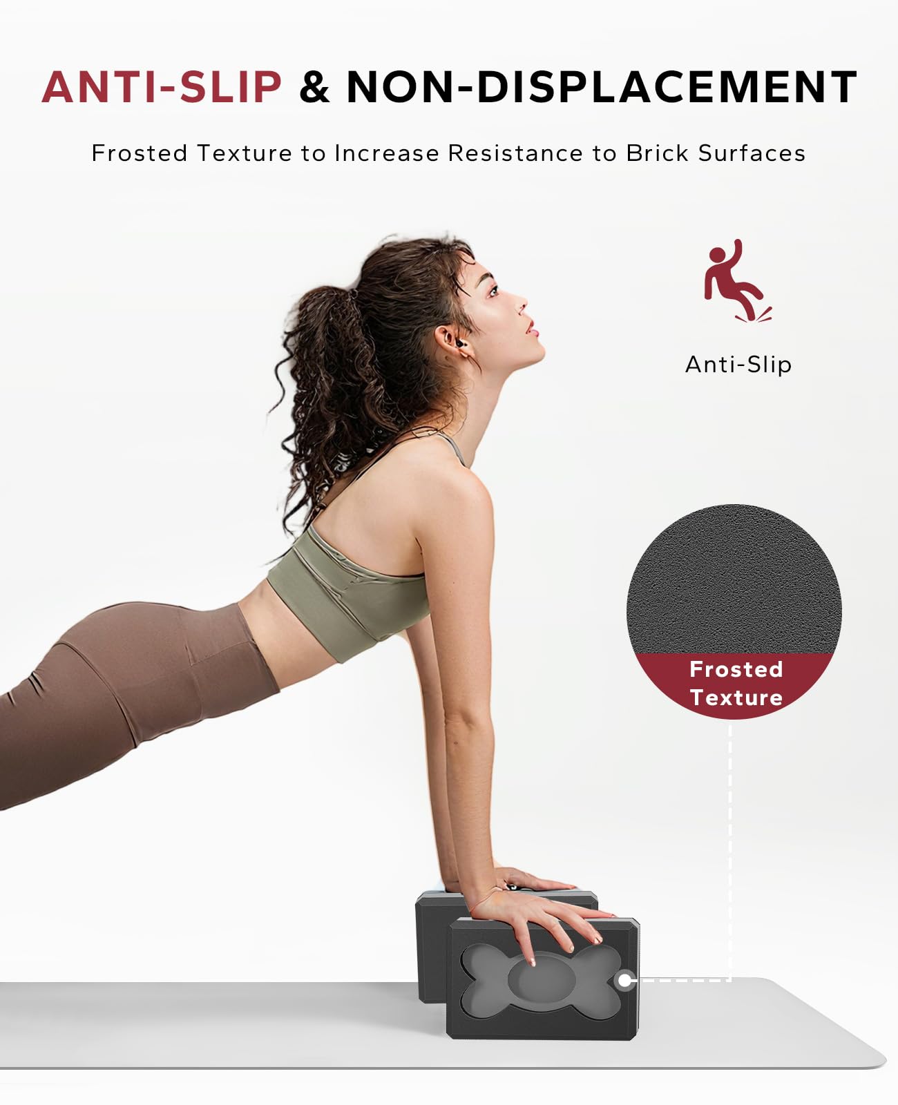 HAPBEAR Yoga Blocks 2 Pack - 9x6x3in High-Density EVA Foam with Non-Slip Textured Surface, Supportive for Deep Stretching & Lightweight - Ideal for Yoga, Pilates - Black