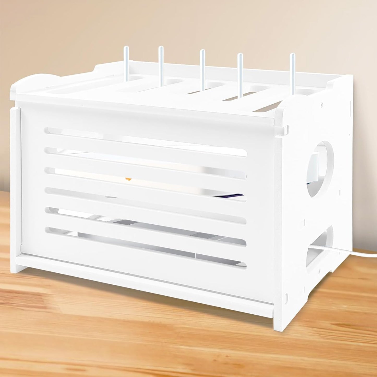 Wensdr Upgrade Router Shelf Storage, Networking Router Stand, Freestand & Wall Mounted Router Storage Box, Modem Cable