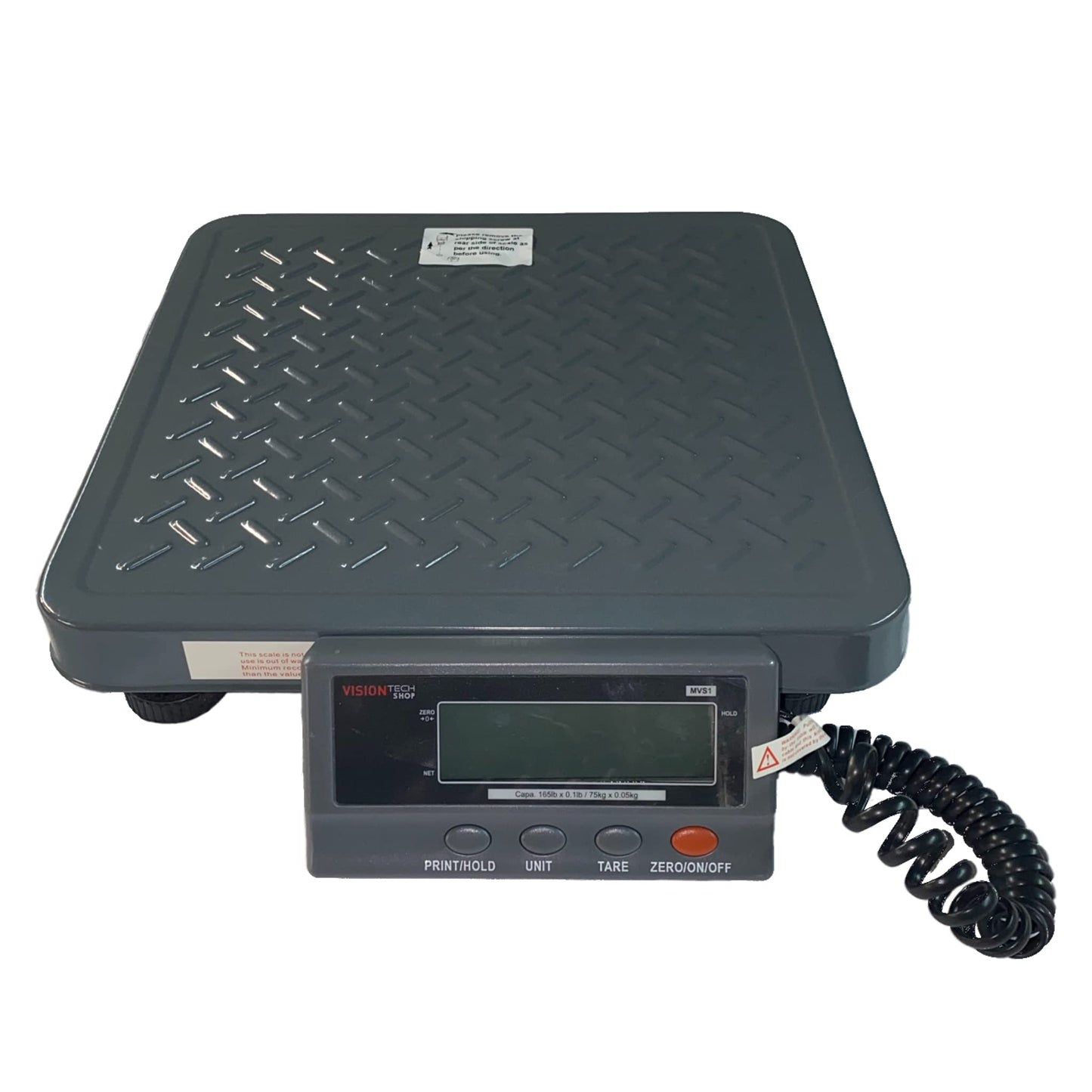 VisionTechShop MVS1 Heavy Duty Shipping Postal Scale, Lb/Kg Switchable, Capacity 165lb x 0.1lb / 75kg x 0.05kg Readability, Battery Operated, Power Adapter Included, Portable Scale for Warehouse