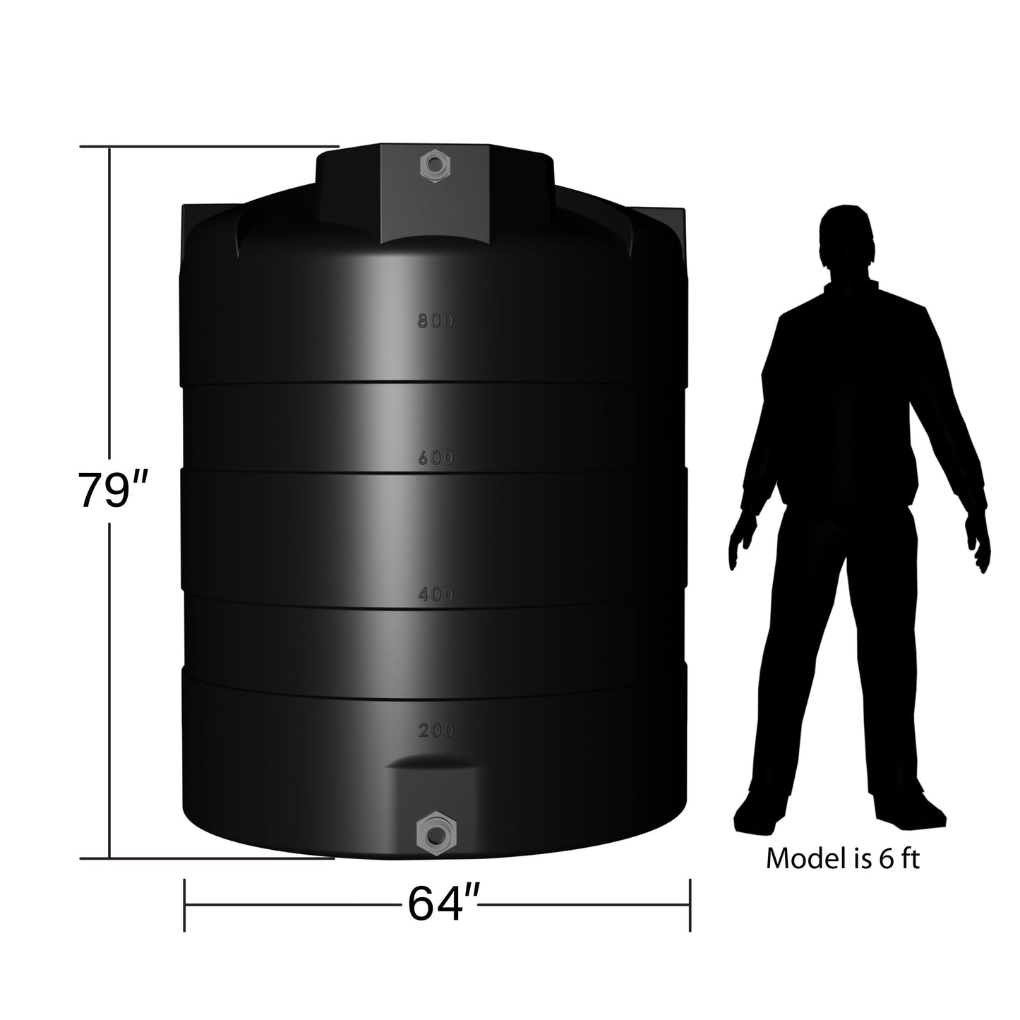 Elkhart Plastics 1000 Gallon Vertical Water Storage Tank, Plastic Water Tank for Collection, Holding, and Storage, UV-Resistant, for Rainwater Harvesting, Agricultural, RV, Emergency, and General Use