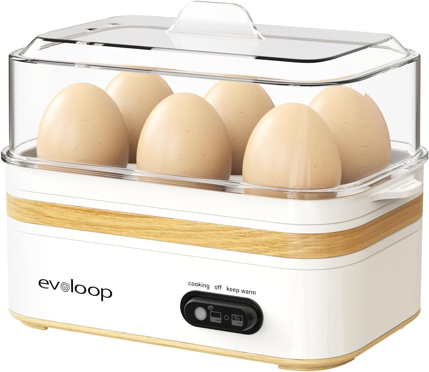 Rapid Egg Cooker - Electric 6 Egg Capacity for Soft, Medium, Hard Boiled & Poached Eggs | BPA-Free White