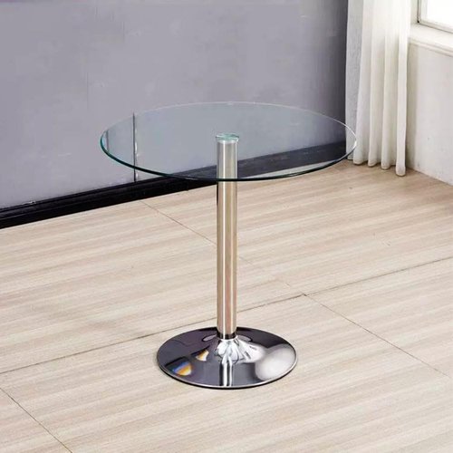 HYYTEIBL 27.3" Round Glass Dining Table, Modern Circular, Sturdy Base and Perfect for 2-4 Seat, Bistro Style for Dining Room, Living Room, Balcony, Cafe