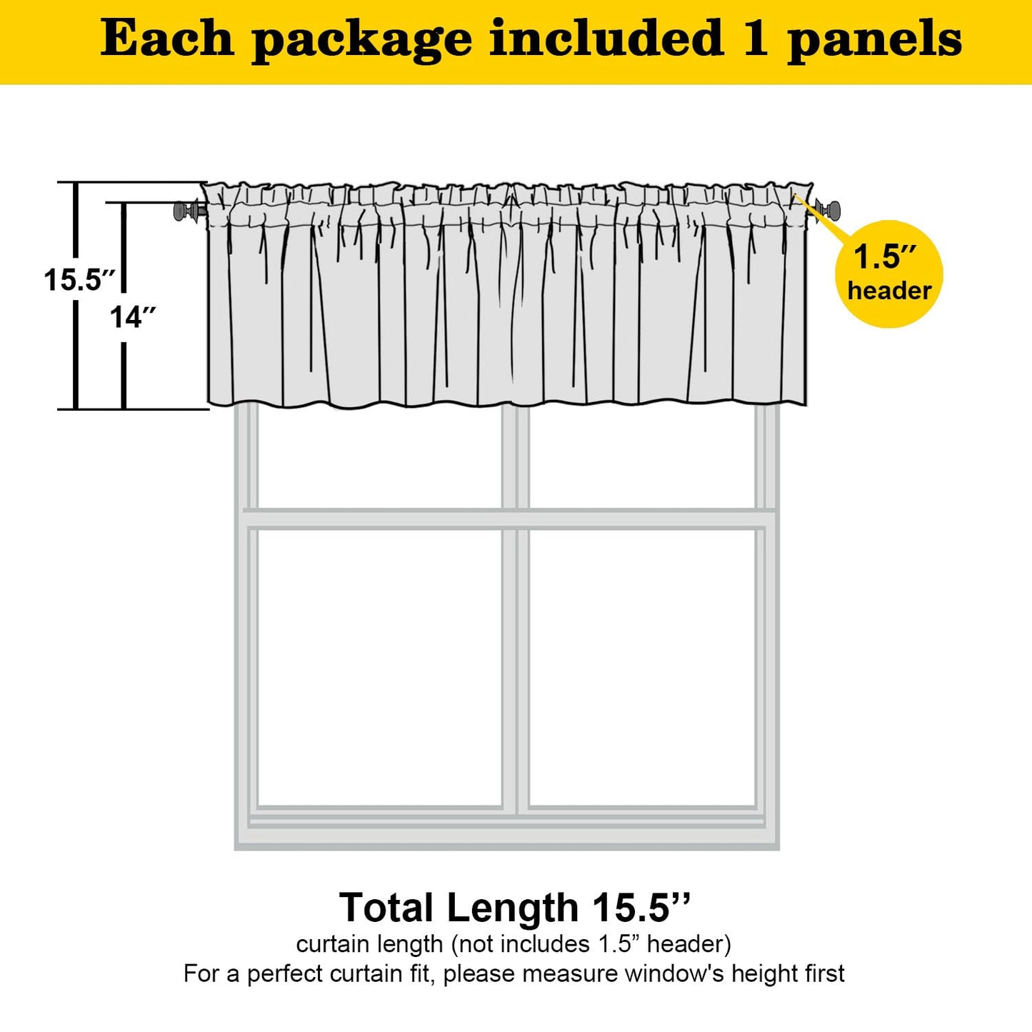WelvetBLK White Valances for Windows 1 Piece, Soft Solid Thermal Insulated Decorative Small Kitchen Window Curtains for Bathroom Basement Cafe, White, 60" Wx14 L