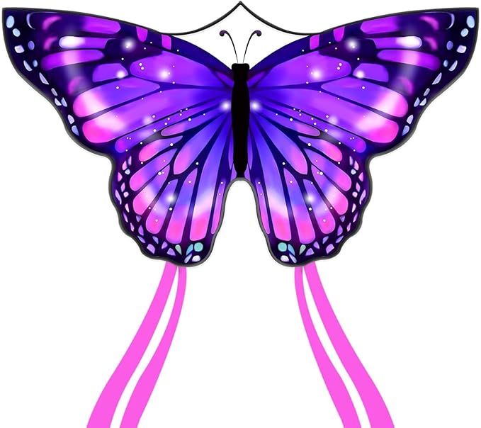 Large Butterfly Kite for Adults and Kids Ages 4-8 & 8-12 Easy to Fly, 55''X28'' Single Line Kite for Outdoor, Park or Beach.
