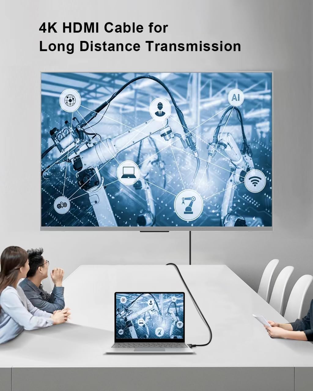 50ft 4K 60Hz 2K 1080p 3D PS3/4 (15m) HDMI Cable, Ultra High Speed Long HDMI Cables Support ARC, Gold Plated Connectors