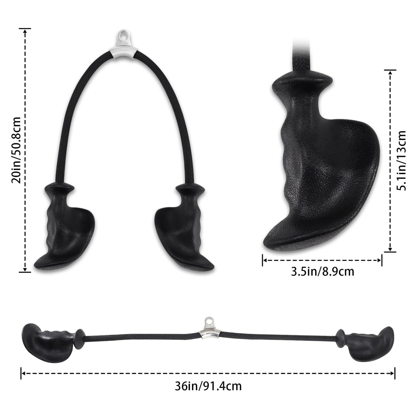 CYBEOE Tricep Rope Ergonomic Tricep Pull Down Attachment 36In - Rope Attachment for Cable Machine Pulley System Gym Home Triceps Rope Cable Attachment Workout Equipment