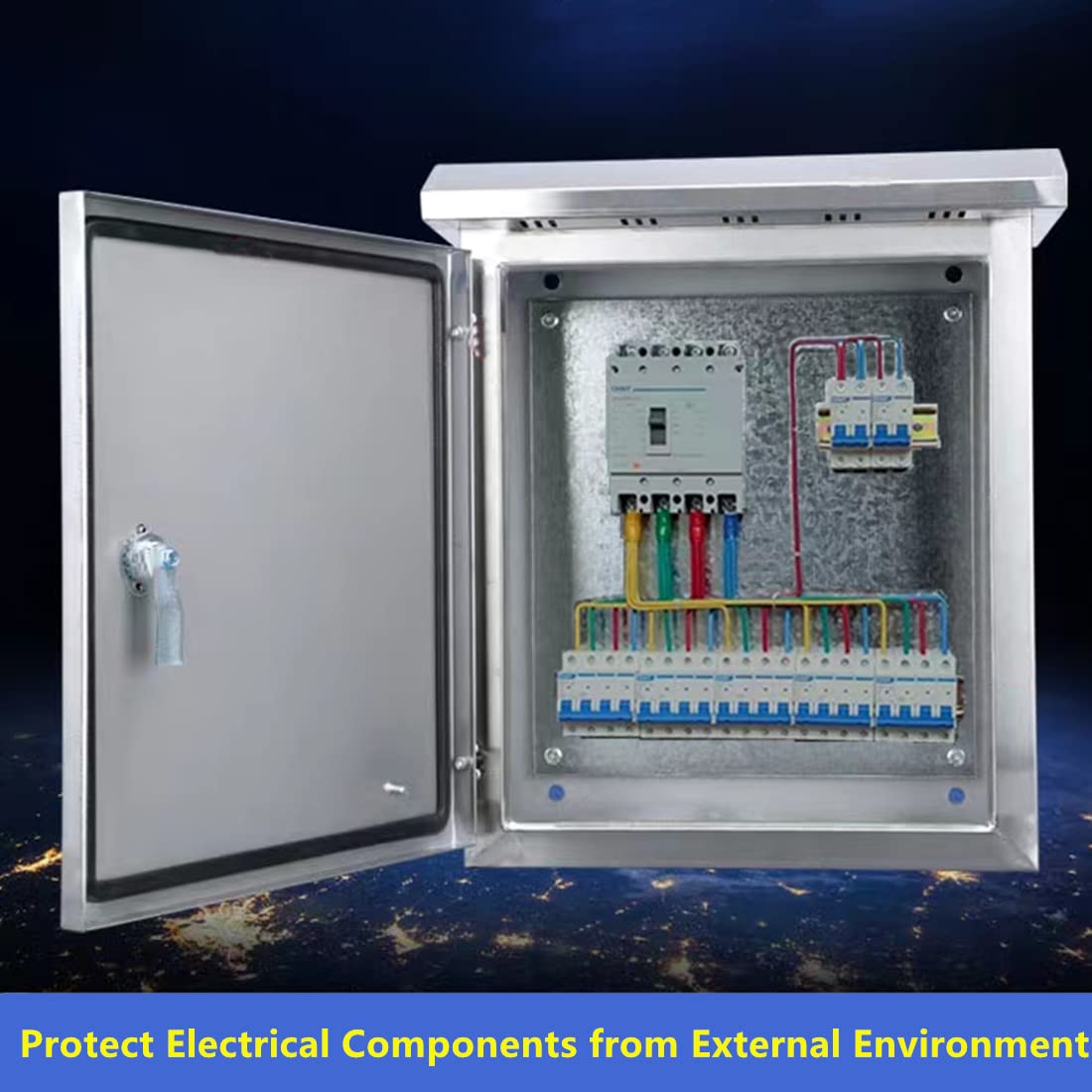 304 Stainless Steel Electrical Box 20'' x 16'' x 8'' Outdoor Electrical Enclosure Box 20" H x 16" W x 8" D with Mounting Plate Weatherproof Anti-Rust and Anti-Corrosion
