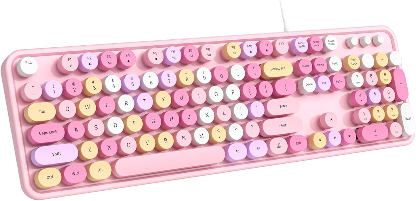 Dilter 104 Wired Keyboard, Keys Full-Sized Typewriter Keyboards, USB Plug and Play Office Keyboard with Number Pad