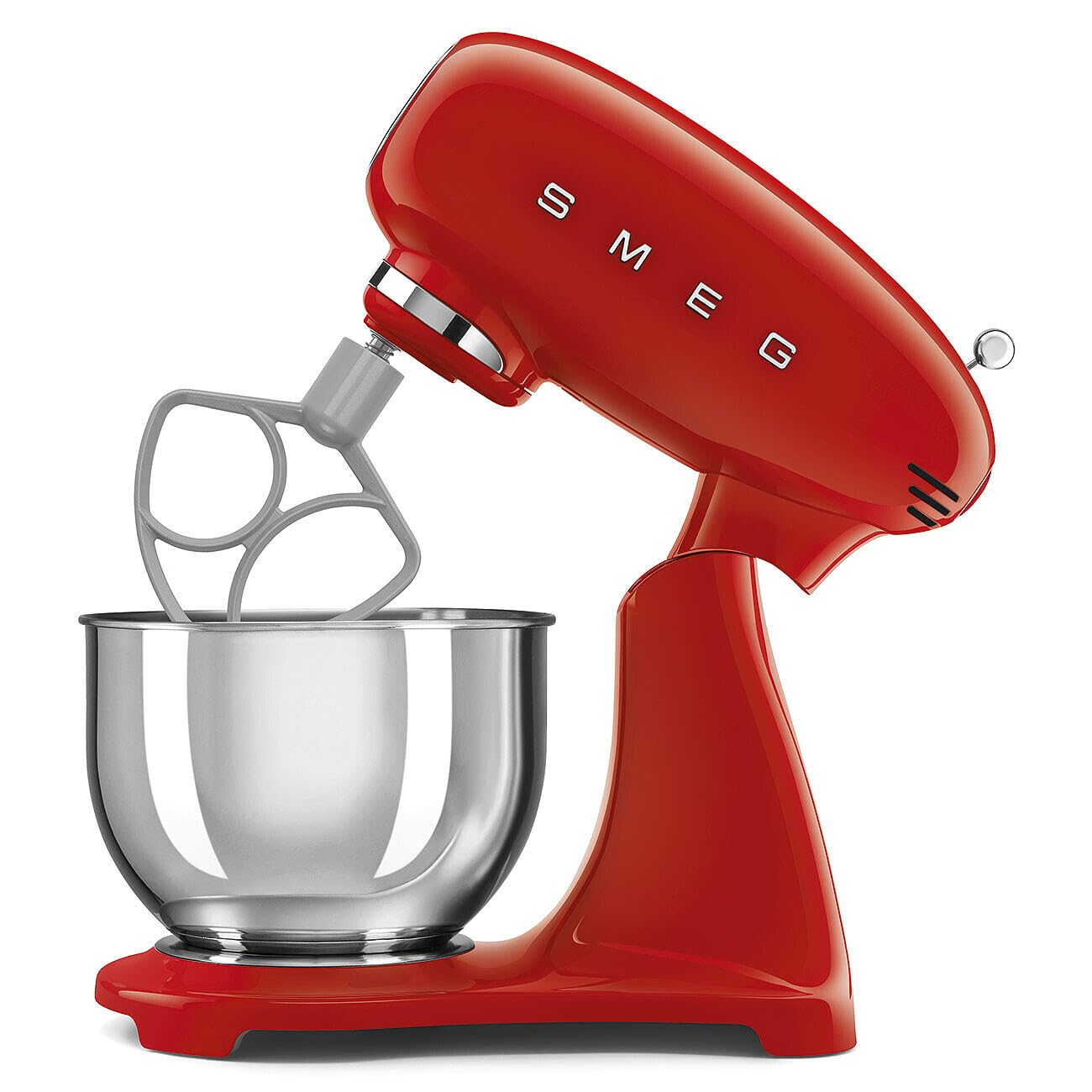 SMEG SMF05 Forte 5-Qt Stand Mixer with 750W Motor, Smooth Start & SteadyMix, Flex Edge Beater, 10 Speeds, Stainless Steel Bowl – Retro 50’s Style Planetary Mixer for Dough, Baking & Desserts-Red