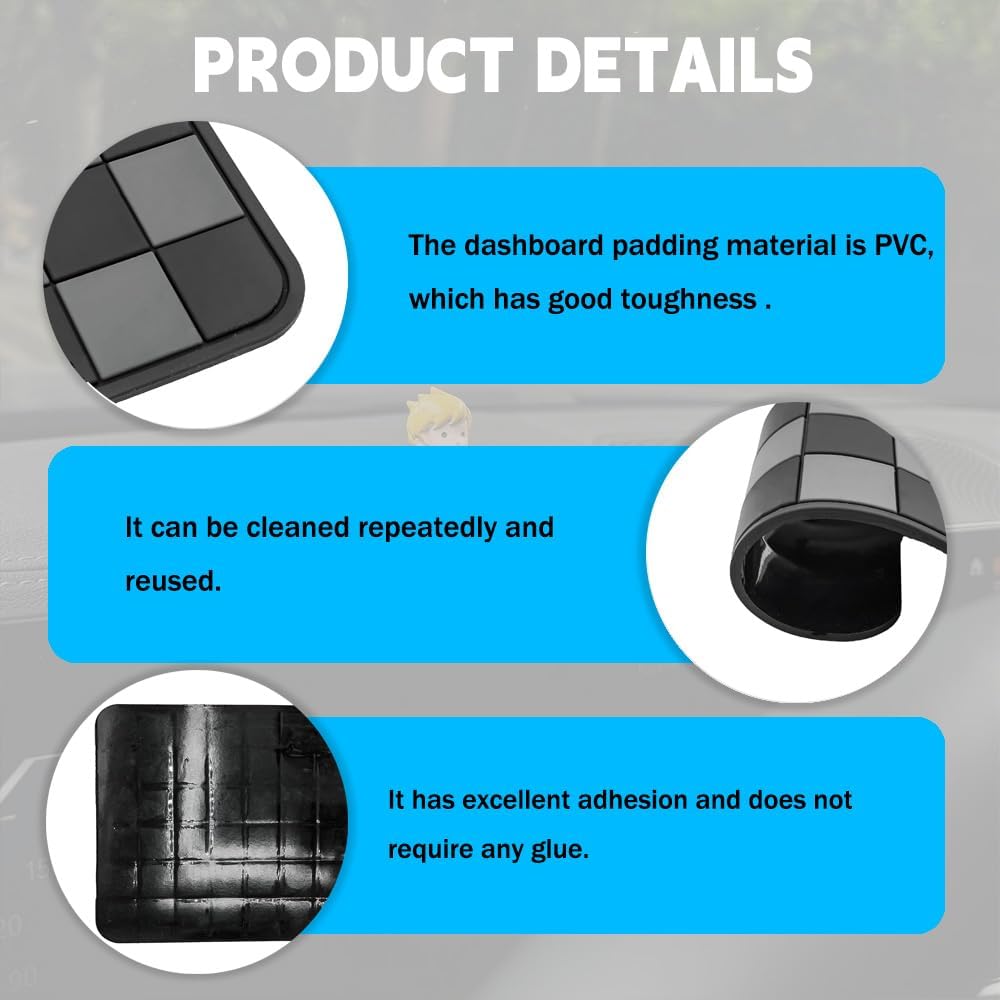 Anti Slip Car Dashboard Pad, Automotive Interior Accessories,PVC Car Dash Gripping Mat Suitable for Placing Mobile