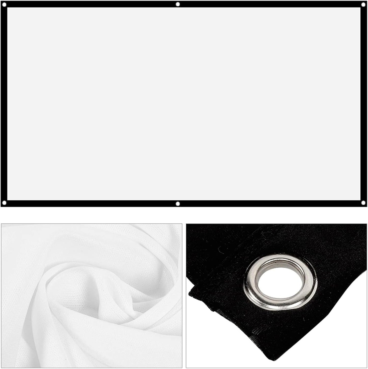 16:9 16:9 (100 Inch) Projection Screen, Non Crease White Projector Screen, Thicken Portable Non Crease Soft White
