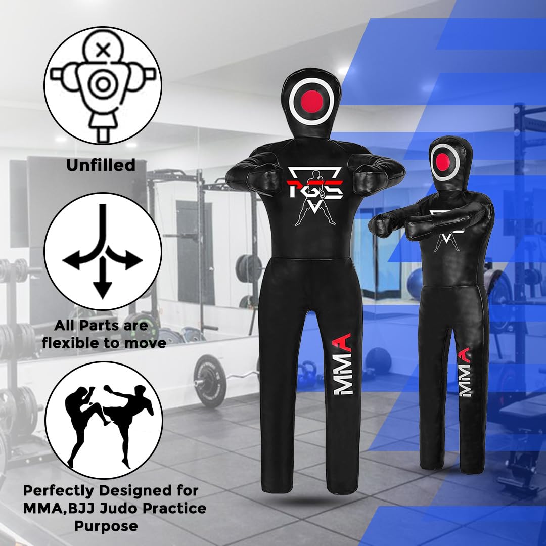PGS Grappling Dummy – Unfilled Wrestling, BJJ, MMA, Judo & Karate Training Partner – Durable Vinyl Punching Bag for Martial Arts Practice - UNFILLED (6FT - 70")