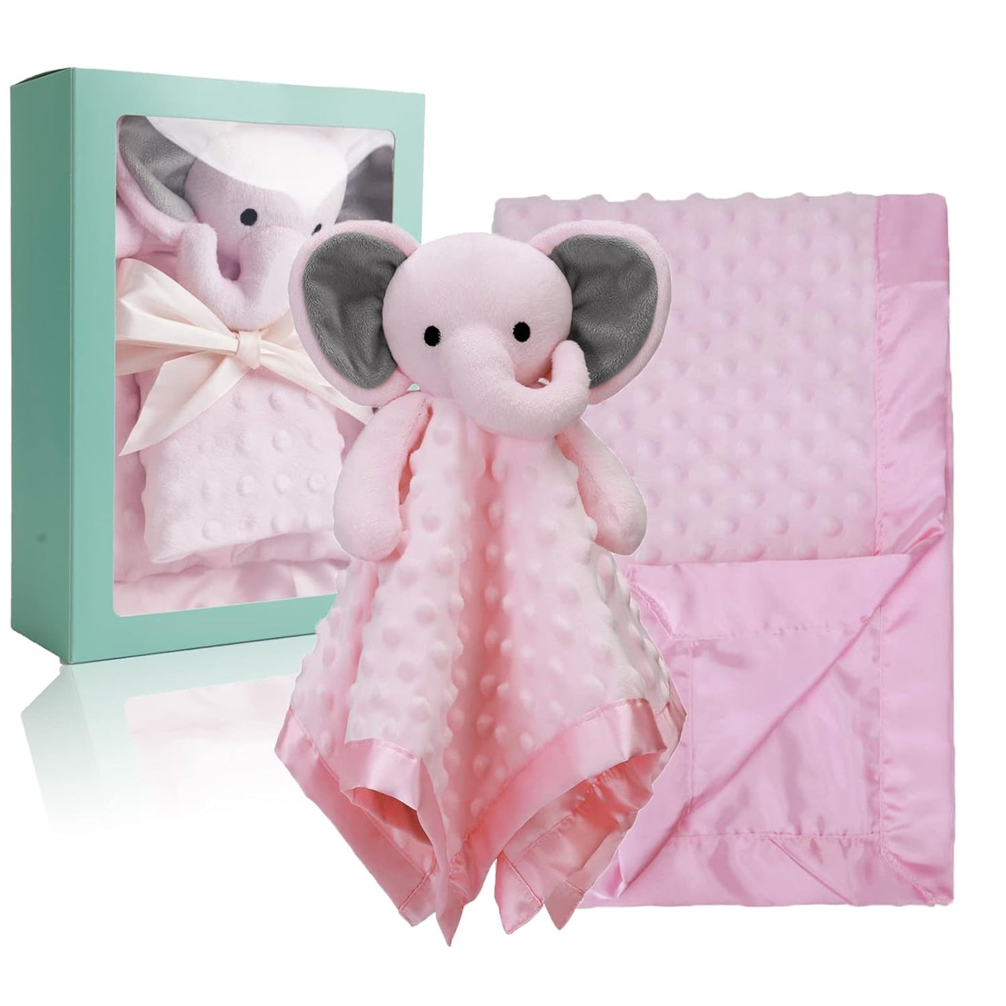 Pro Goleem Baby Blanket - Soft Pink Elephant Security Blanket Gift Set for Newborn Girls