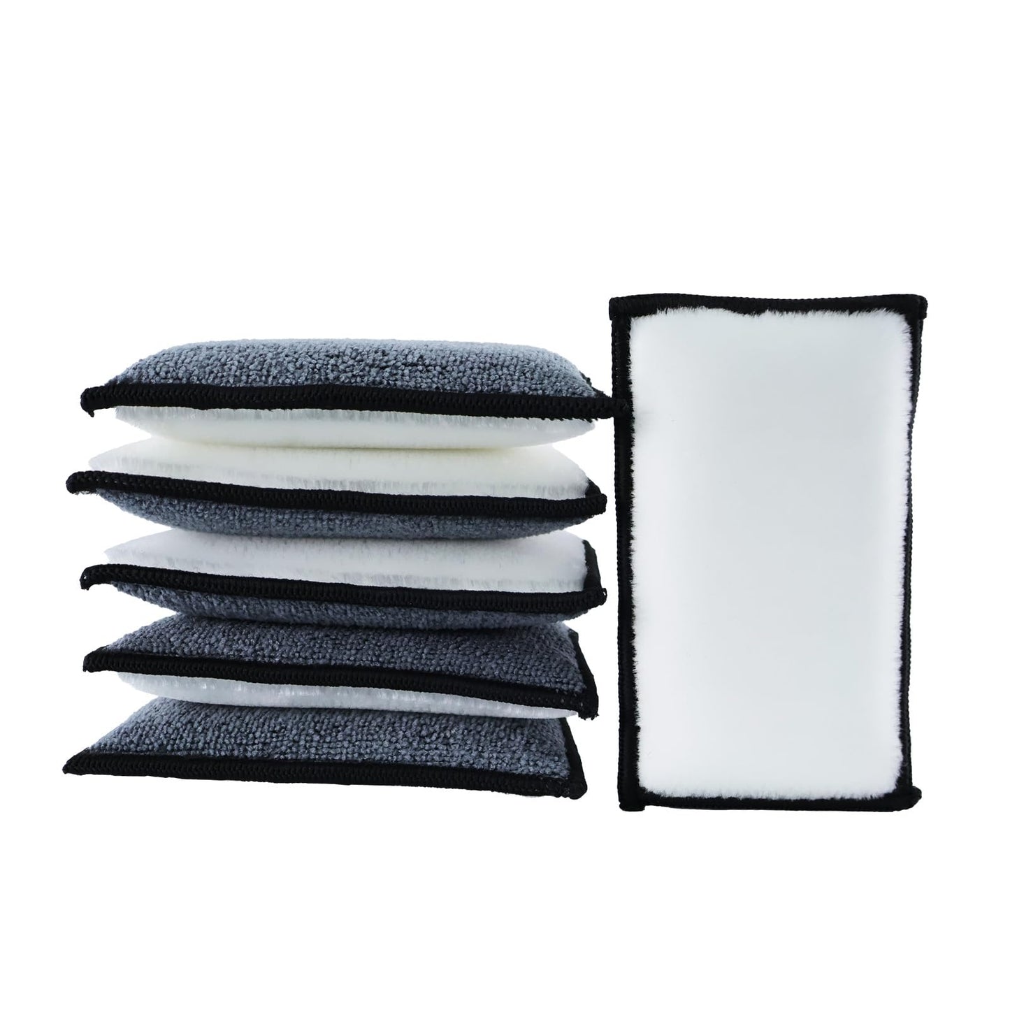 ANTSHINY Car Interior Scrubbing Sponge, Microfiber Car Wax Applicator Scrubber Pad, Car Detailing Microfiber Interior Scrub Pad,Washing Sponges for Car, Boat, Wood, Marble and Motorcycle - 6pcs (gray)