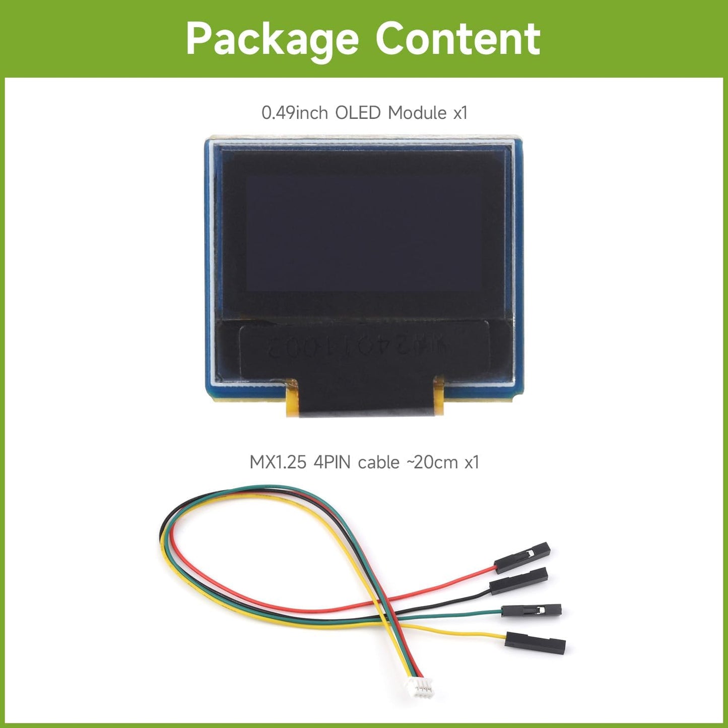 0.49inch 5, 6432 I2C Communication, Waveshare OLED Display Module, Compatible with Raspberry Pi Resolution, Black/White
