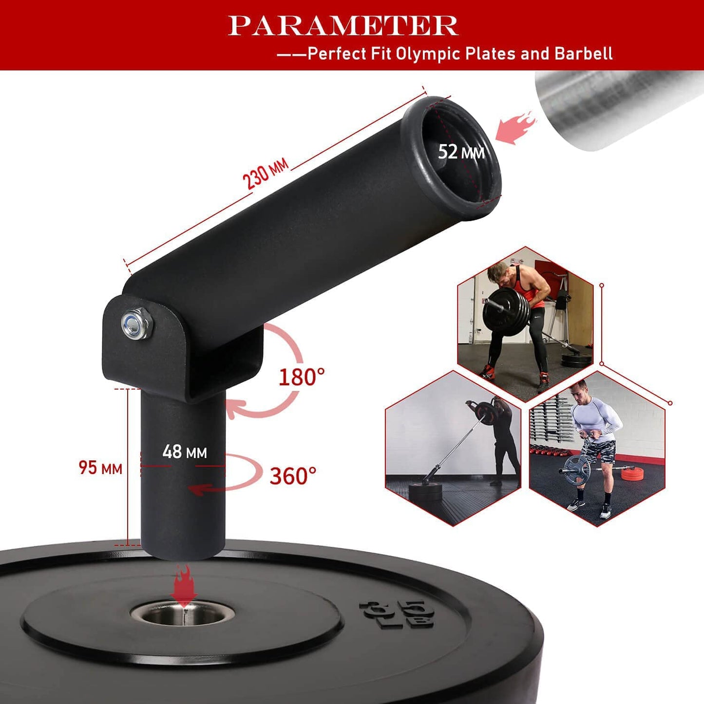 T-bar row Platform Post Insert Landmine Attachment (Black Post Landmine Attachment)