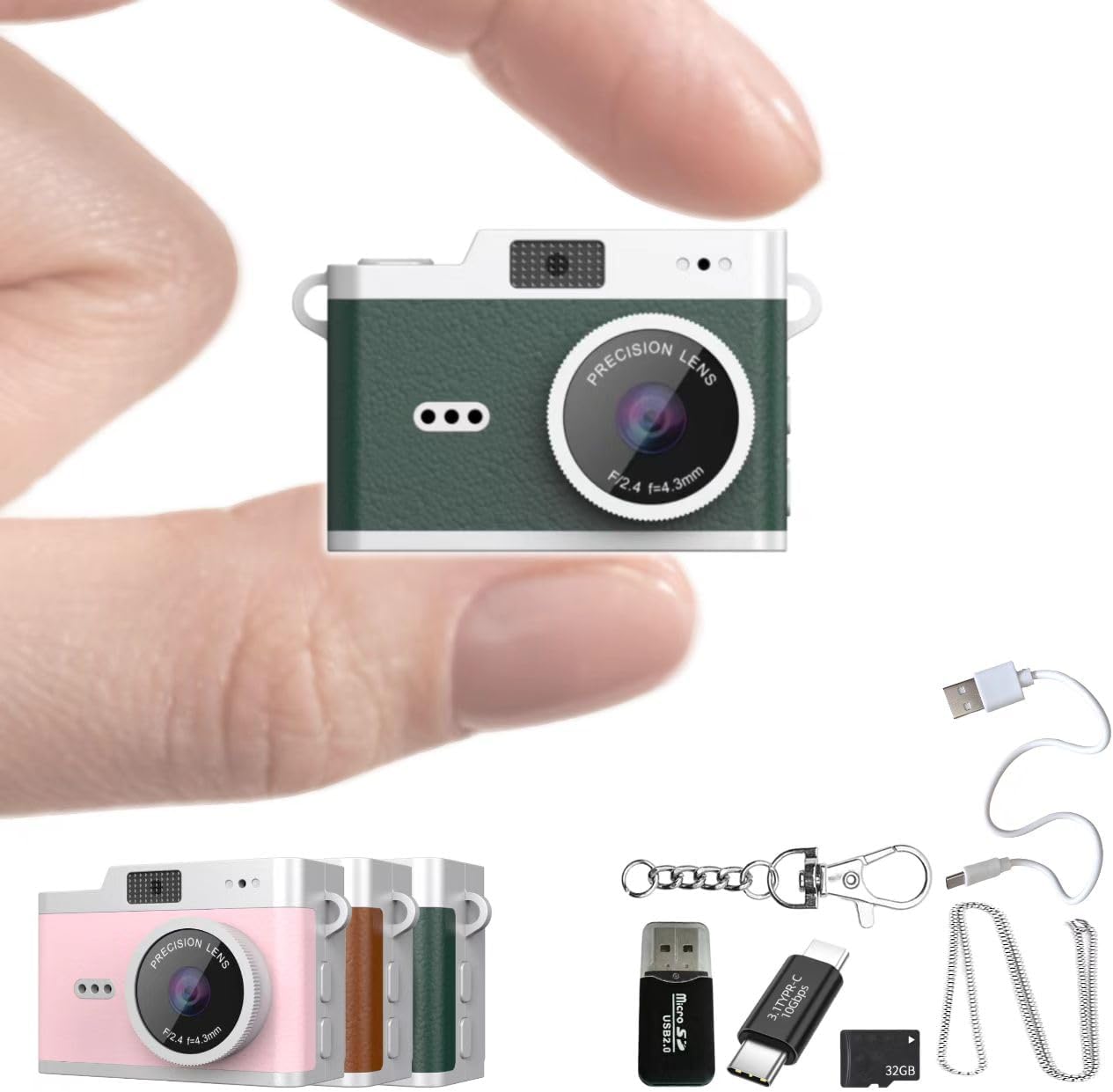 Sumuyo 1080P 32GB Mini Keychain Camera, Tiny Digital Camera, Pocket Video Recorder with Card, Fun Gifts for Kids