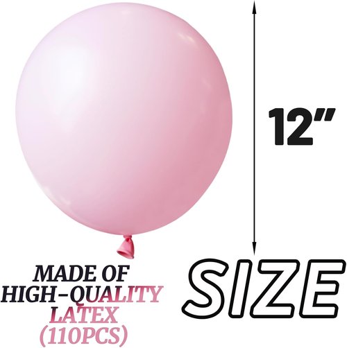 Light Pink Balloons by [Brand Name] - 12 Inch Latex Balloons for Birthday Parties & Baby Showers | 110 Pack