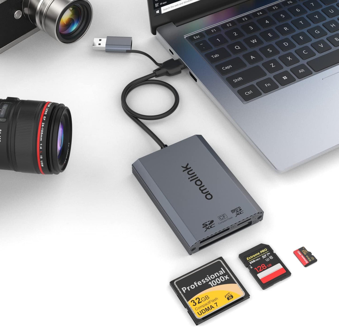 AMALINK UHS-II SD Card Reader. Triple-Slot USB-A/USB-C CF Compact Flash Card Reader Adapter,.Support CF/UHS-II/UHS-I