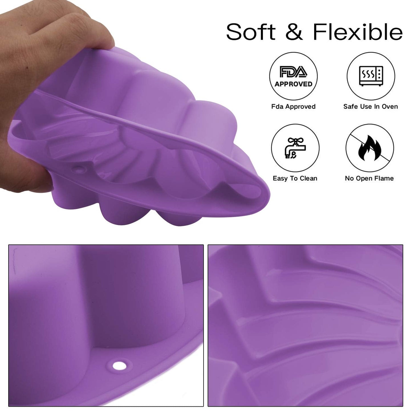 Coobbar Silicone Baking Molds,3 Pack Non-stick Flower Shape Silicone Cakes Pan Bread Pie Flan Tart Jello Molds,Reusable Food-Grade Large Flower Baking Trays