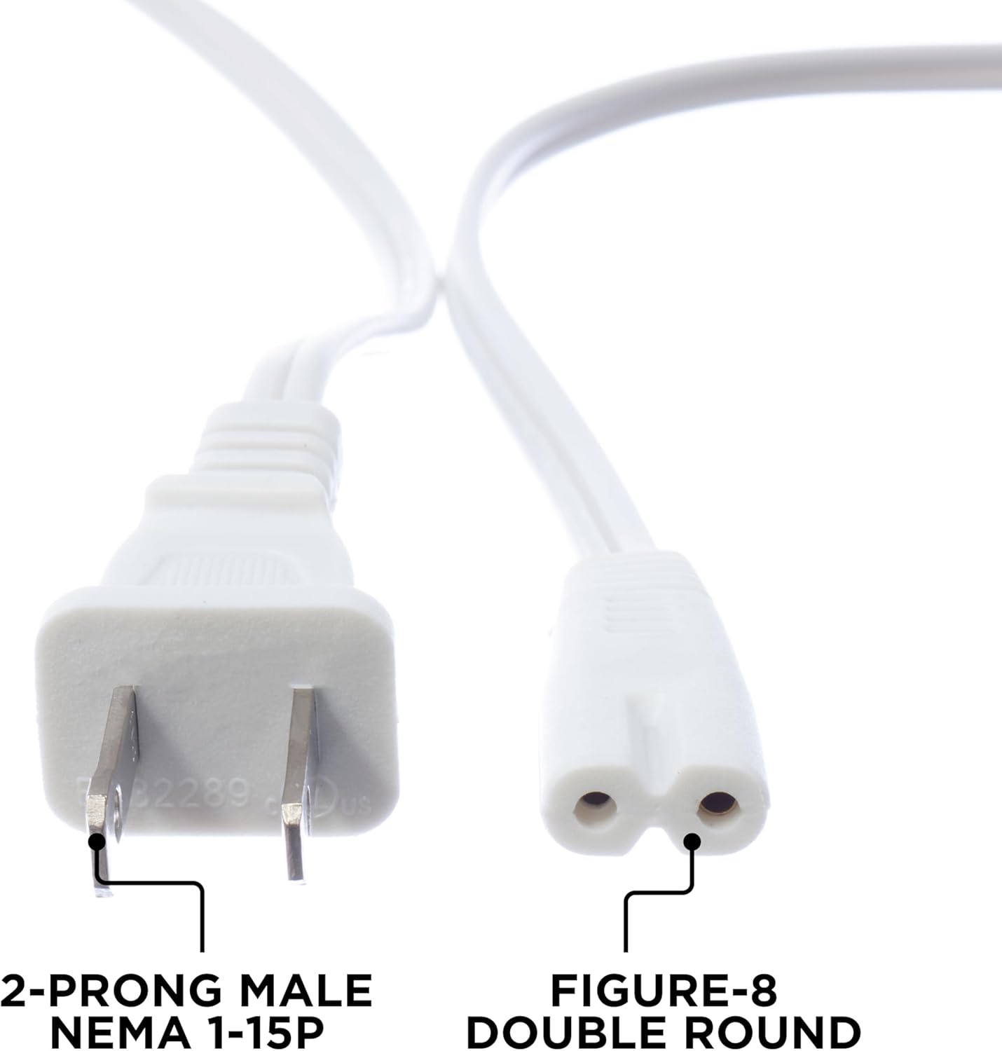 THE CIMPLE CO Figure-8 6 1-15P C7 C8 320 2-Prong 6 (1.8 White Power Cord FT - Non-Polarized Cord for Satellite, CATV