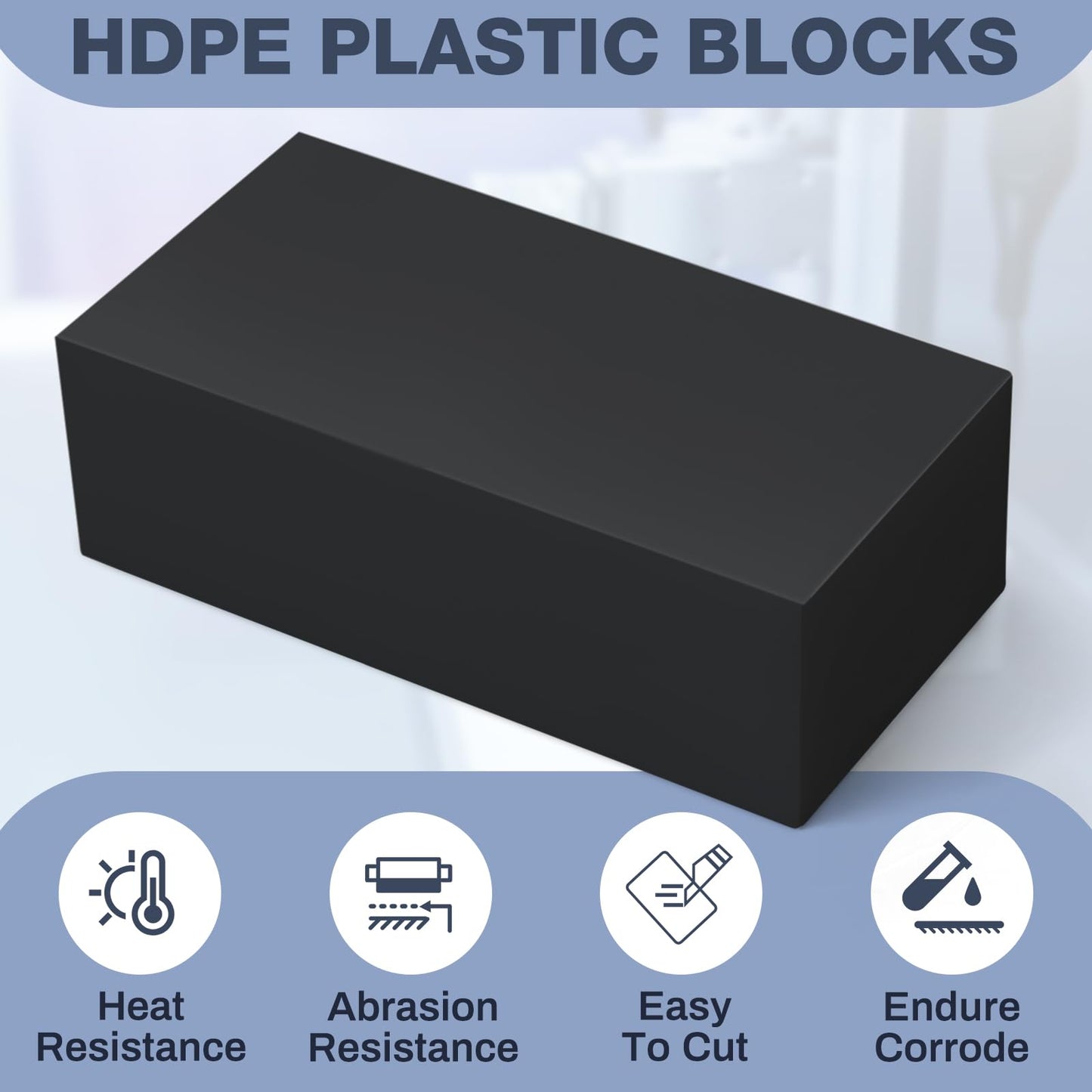 Colingmill 4 Pcs HDPE Plastic Block 2" x 3" x 6", Polyethylene Solid Plastic Block for Machining, Black Home Floor Improvement, Prototyping, DIY Projects, Engineering