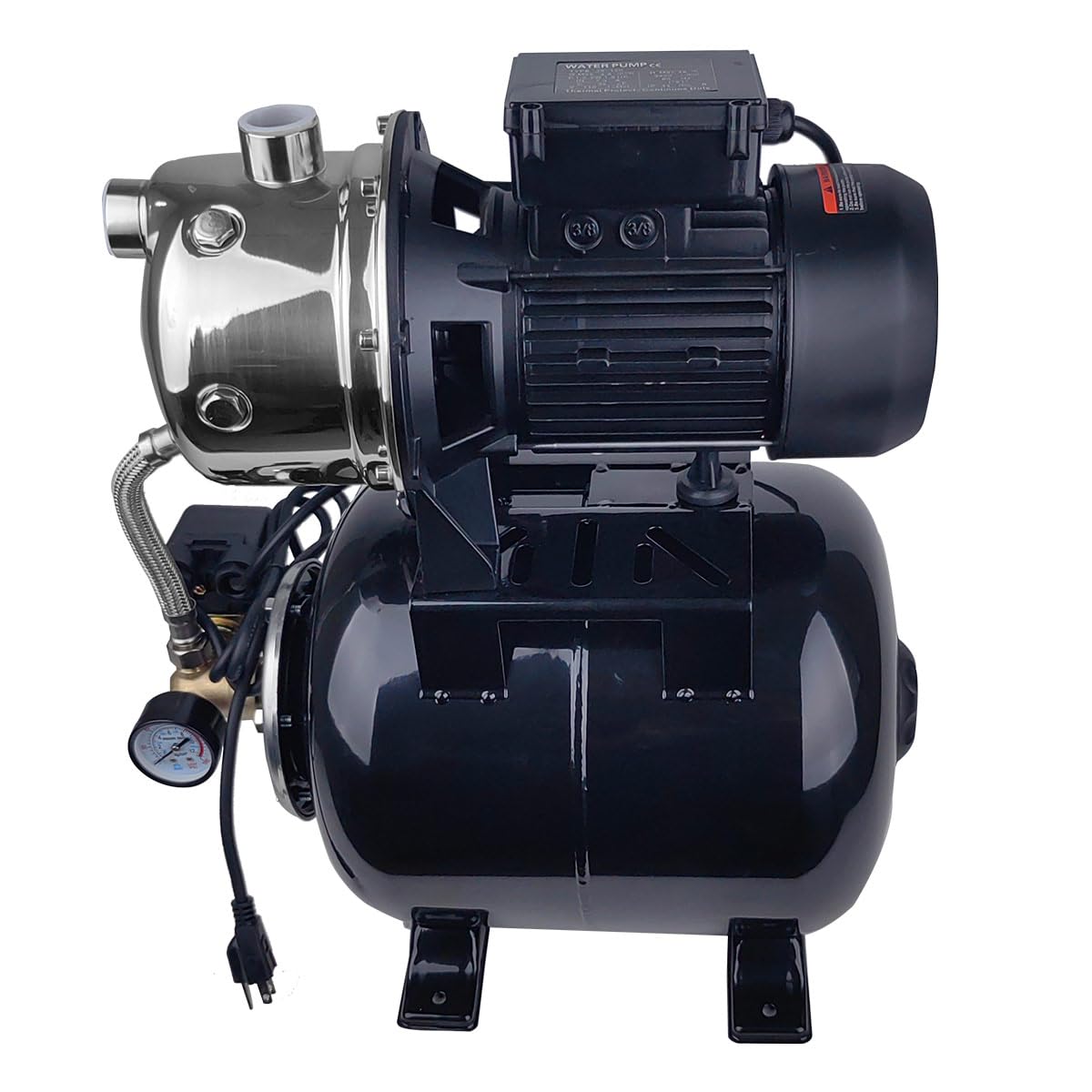 ZYIY 1.6HP Shallow Well Pump with Pressure Tank, 898GPH, 115V,Stainless Steel Automatic Water Booster Jet Pump, 157.5FT Centriffugal Pump for Home Garden Lawn Sprinkler Irrigation