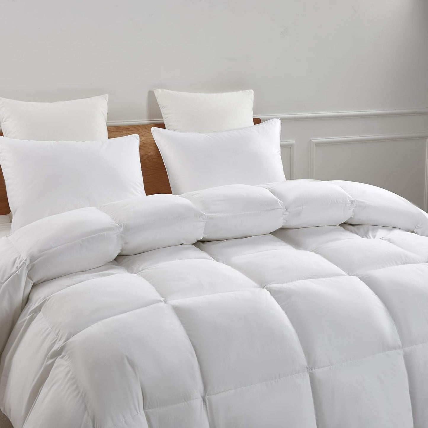Serta Goose Feather Down Comforter - Hypoallergenic King Size Duvet Insert | 100% Cotton, All-Season Warmth, 106 x 90 Inch White