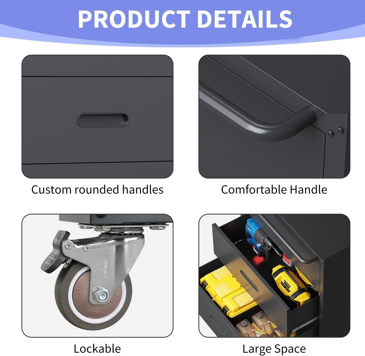 EKJ Garage Storage Cabinet System 6pcs Heavy Duty Workshop Set Wall Cabinet Lockable Rolling Tool Cabinets with Adjustable Shelves Metal Garage Storage Cabinets