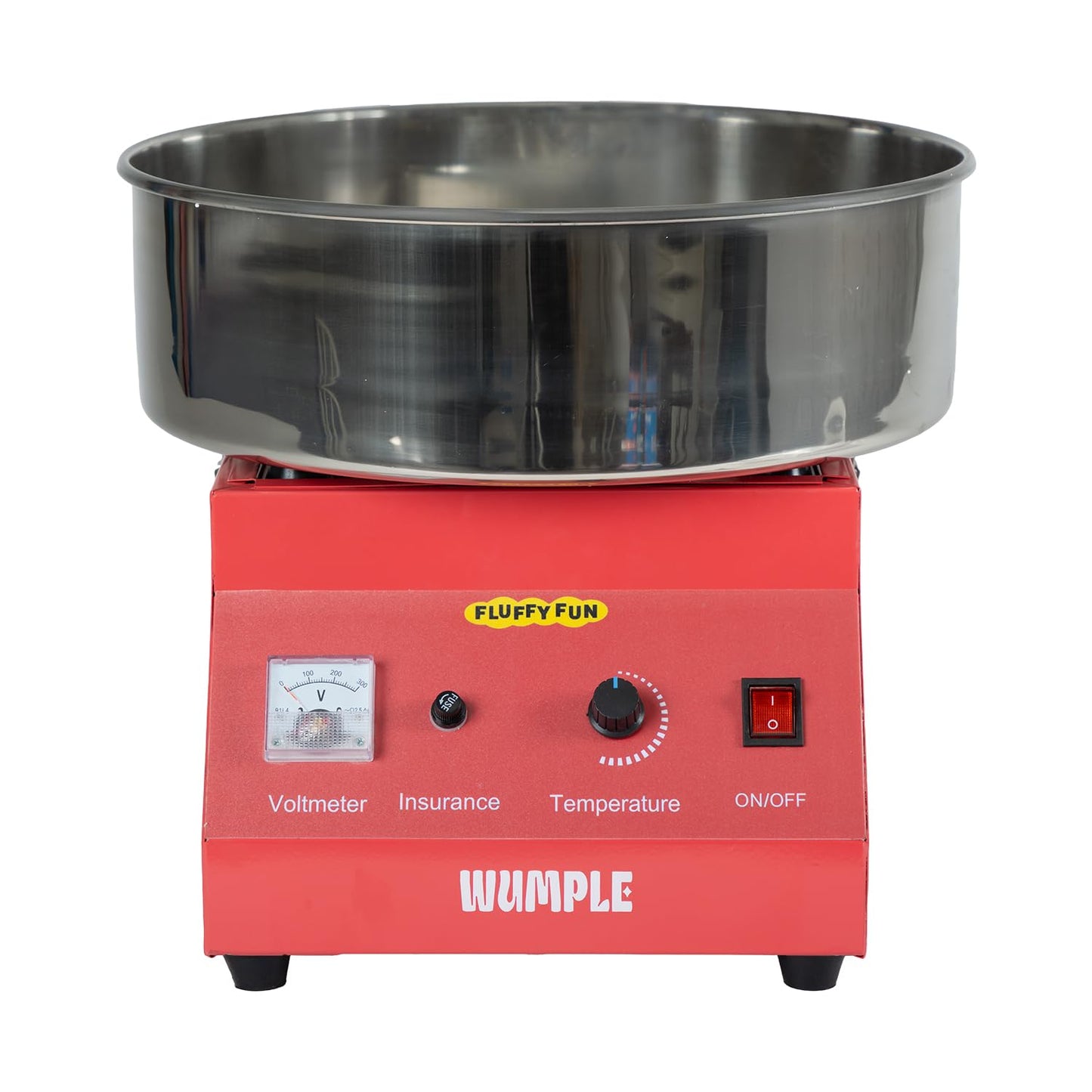 Wumple Cotton Candy Machine - 1000W Commercial-Grade Electric Cotton Candy Maker - 3-Minute Heat-Up - Stainless Steel Bowl - for Parties, Carnivals & Home Use - Red