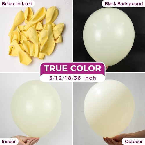 Bezente 36-Inch Pastel Yellow Giant Balloons - 8 Pack Jumbo Latex Balloons for Parties & Celebrations
