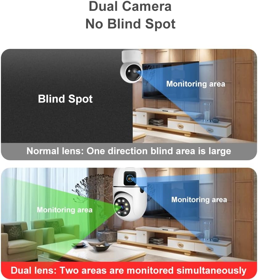 BISHKJOK 6MP Bulb 360 2-Way E27 Dual-Lens Light Security Camera, TUYA Indoor Pan/Tilt WiFi Cam with Auto Tracking