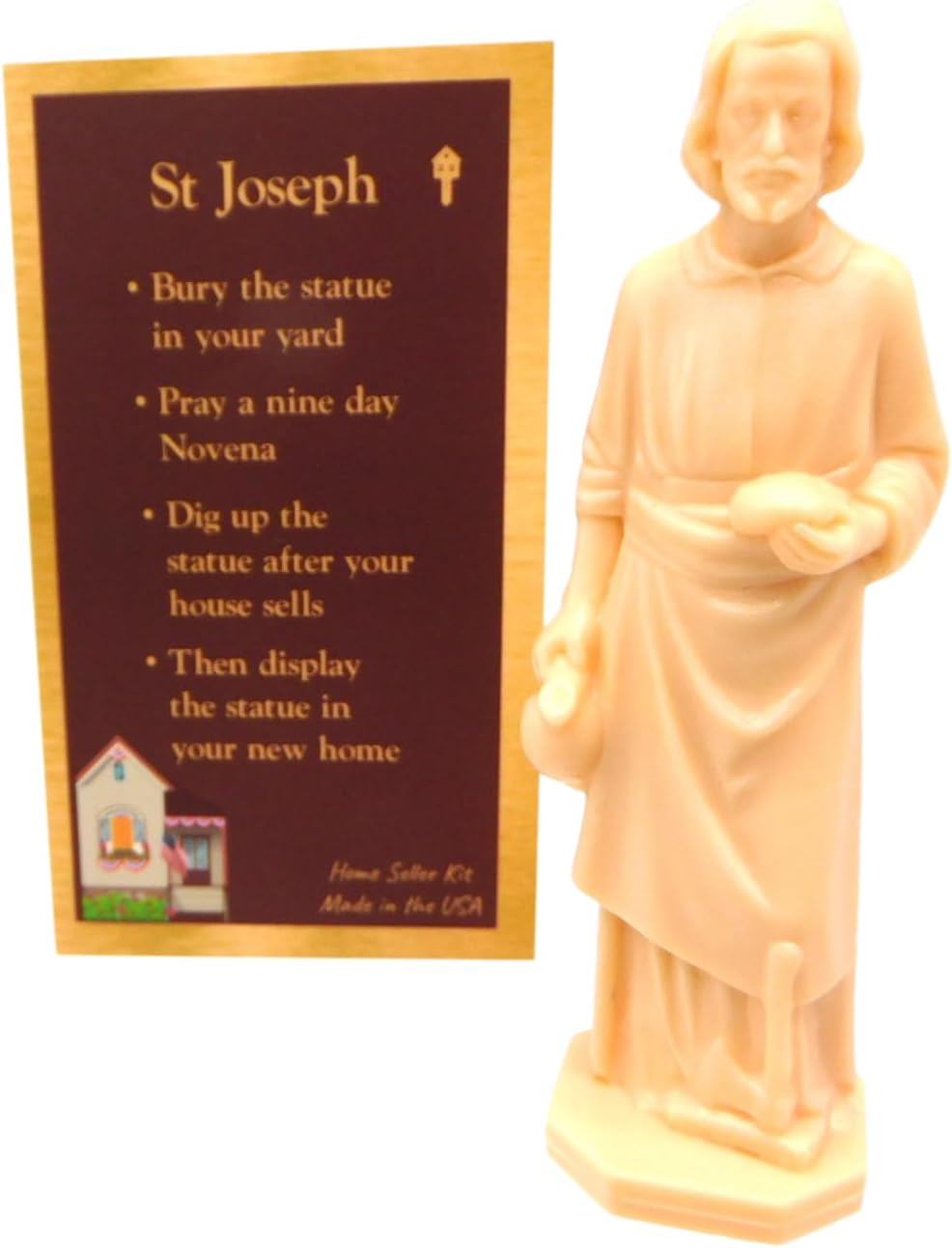 Westmon Works St. Joseph House Selling Statue - Faith-Based Figurine with Double-Sided Prayer Card | Made in the USA