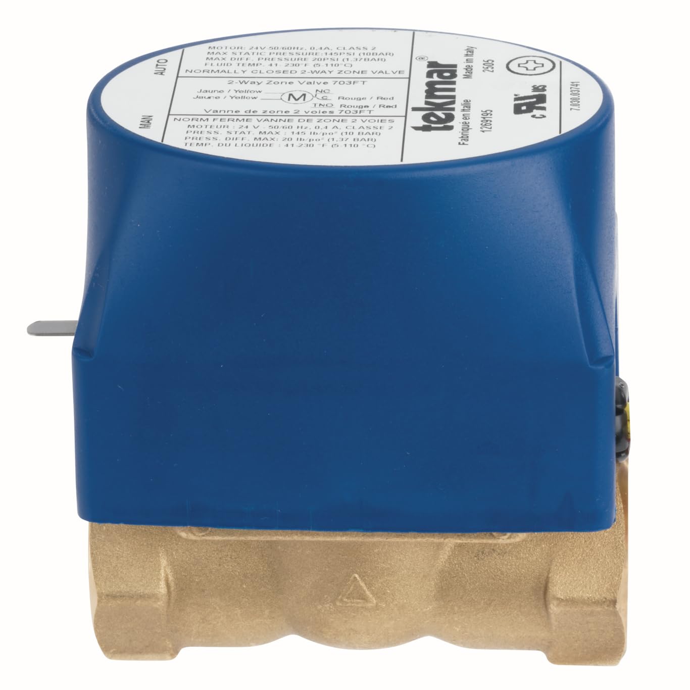 tekmar 703FT 2-Way Zone Valve | Normally Closed, Electro-Mechanical Actuation with End Switch, 1" Female NPT, 24V AC |Hydronic Heating & Cooling Systems
