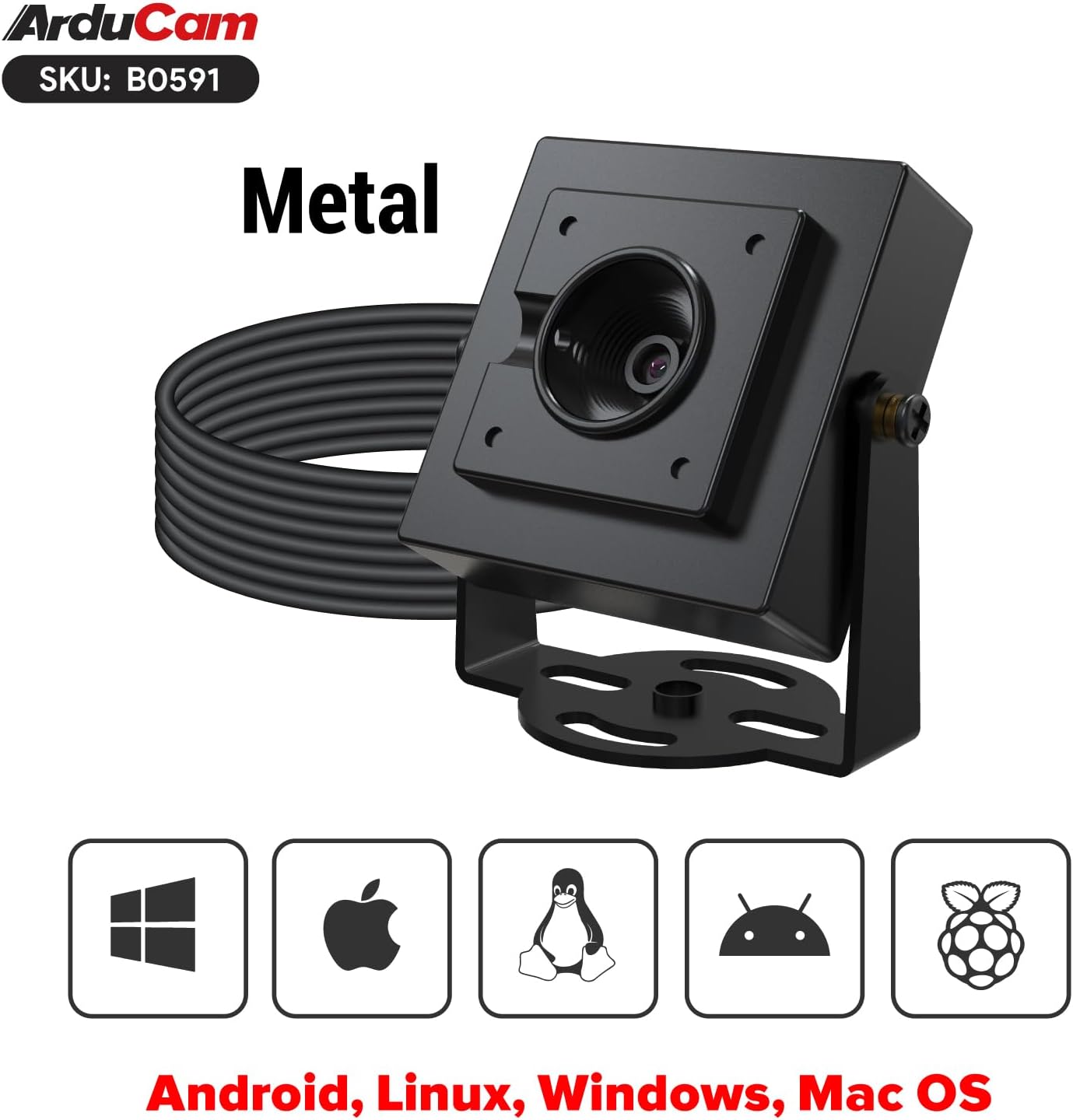Arducam 30fps@1080P 78(D) HDR USB Camera Module, Autofocus UVC Camera, Mini Webcam for Windows, Linux, Mac OS, Android
