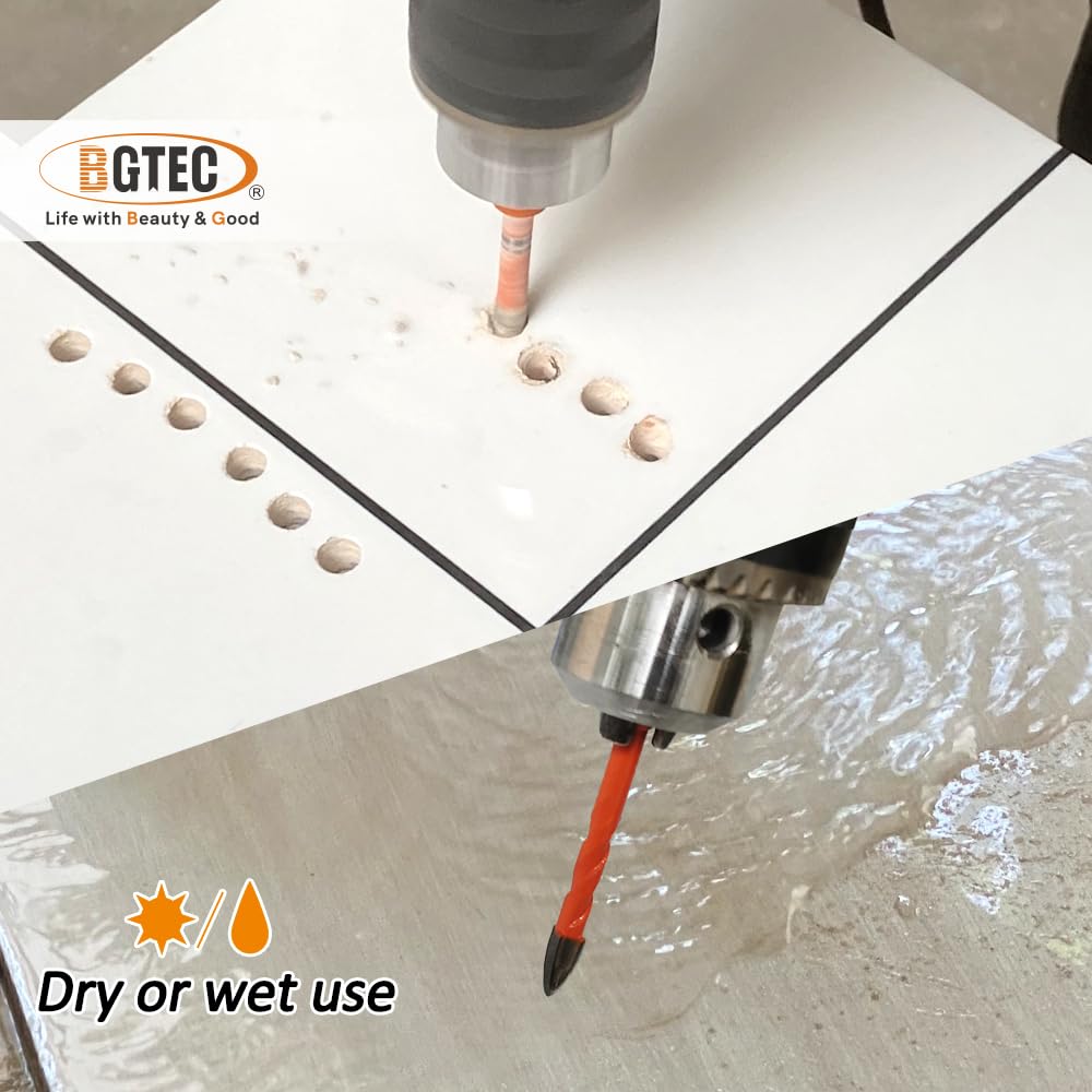 BGTEC Dry Diamond Drill Bits Set 10PCS 6mm and 12pcs 6/6/8/20/25/35/50/75/100mm for Porcelain Tile Marble Granite