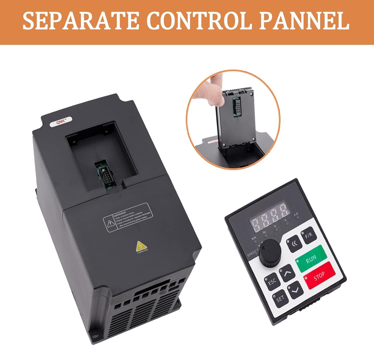 QNK 7.5KW 10HP 380V AC 17.5A VFD Converter Single to 3 Phase Inverter Variable Frequency Drive for CNC Spindle Motor Speed Controller