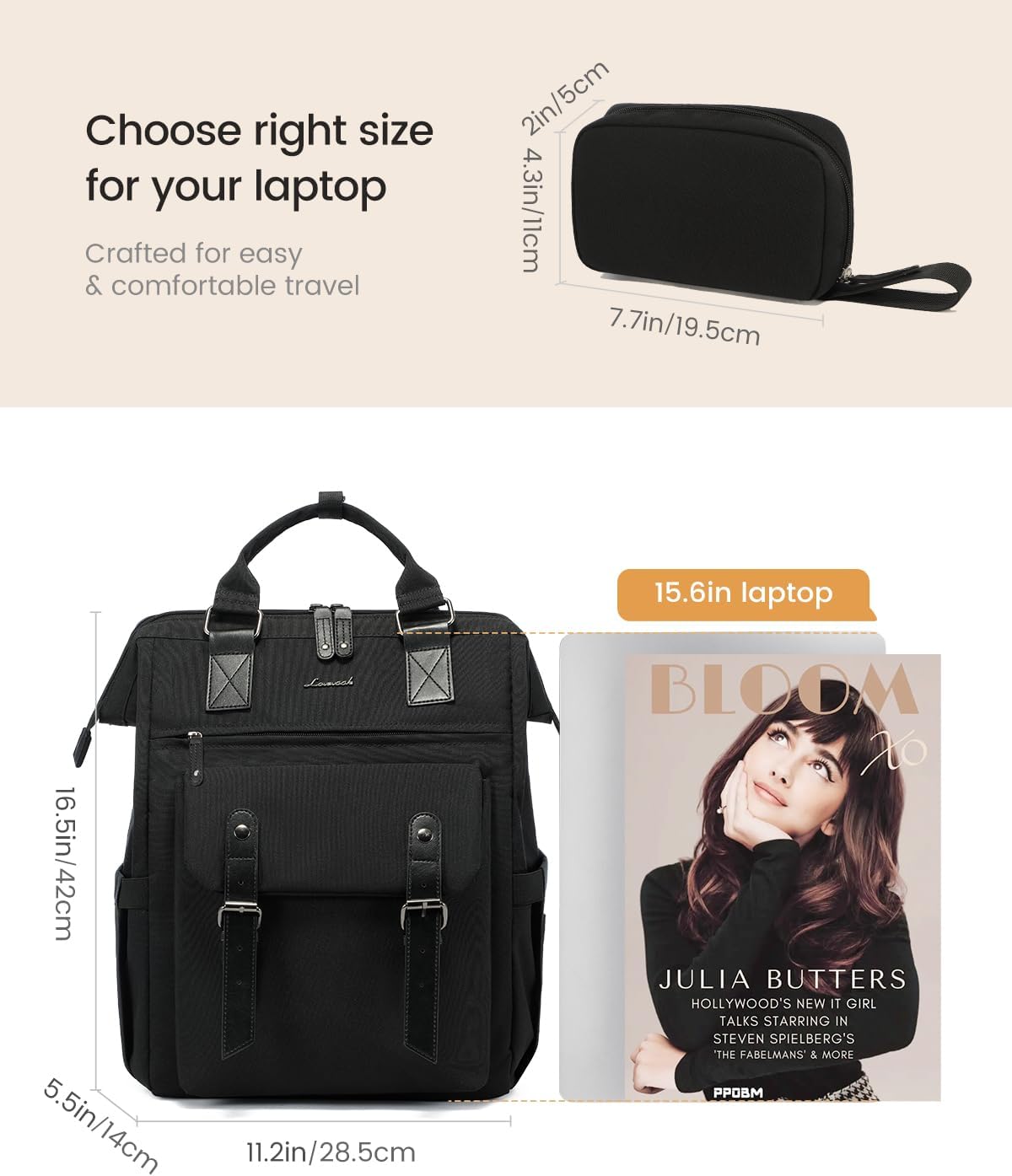 Backpack Backpack Backpack Commuter 15.6 Inch, LOVEVOOK Laptop for Women, College School Student Bookbag, Teacher Work