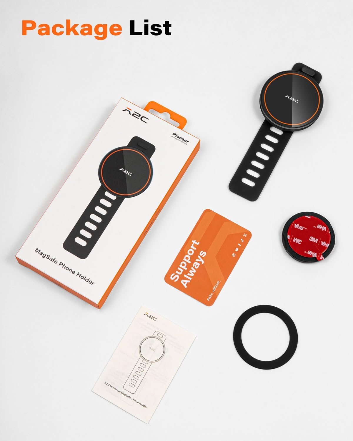 A2C 17 N54 Stroller Phone Holder Compatible with MagSafe - Peloton Phone Mount with Strong Magnets Adjustable Silicone