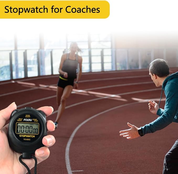 FCXJTU Simple Stopwatch Timer, Single Lap Stopwatch Countdown Timer, No Hourly Beep, On/Off, AAA Battery(Included), Large Display, Easy to Use, Ideal for Kids Sports Coaches Blue