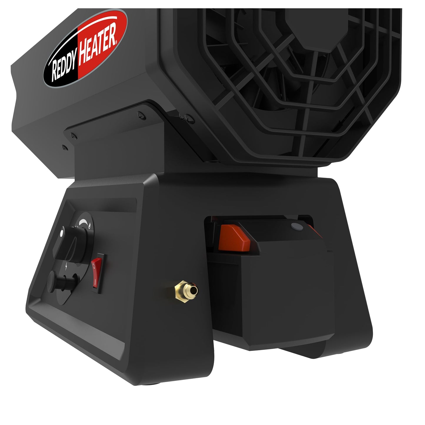 Reddy Heater Hybrid Cordless LP Forced Air Heater, 60,000 BTU, Outdoor Propane Space Heater, CSA Certified, Adjustable Base, Enclosed Motor, 10ft Hose & Regulator, Works w/Dewalt & Milwaukee